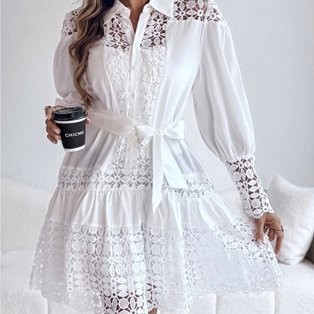 Elegant White Lace Dress